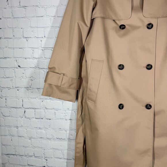 H&M Trench Coat Women's Medium Double Breasted Tan Belted City Career Long NWT - Picture 6 of 14